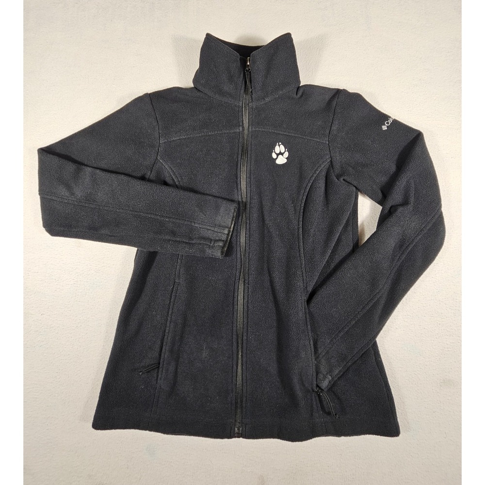 Columbia Give and Go II Fleece Jacket Black Full Zip Paw Print C2232WO Womens XS